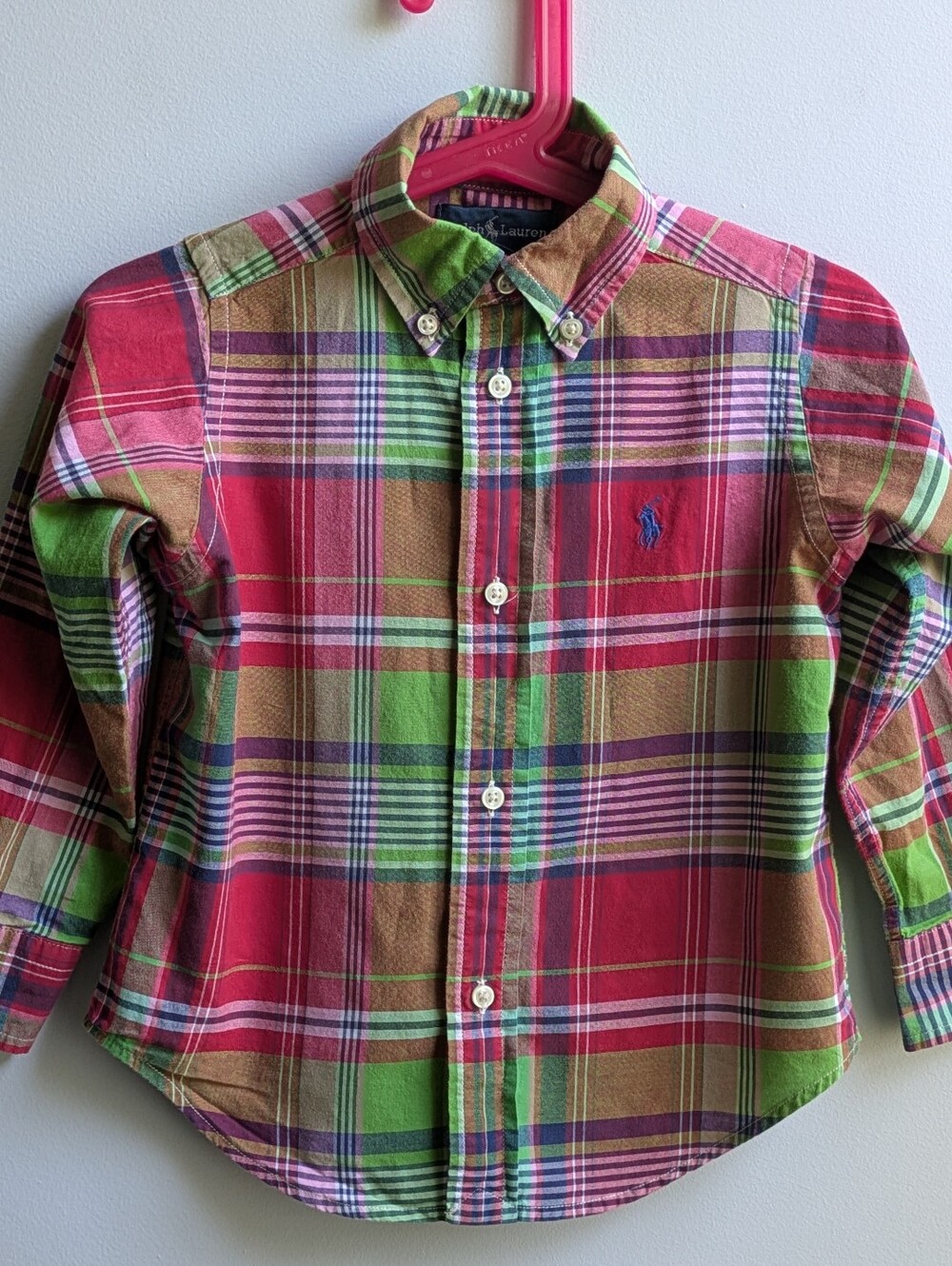 Ralph Lauren Multi-Color Cotton Plaid Button-Down Shirt Size 2T